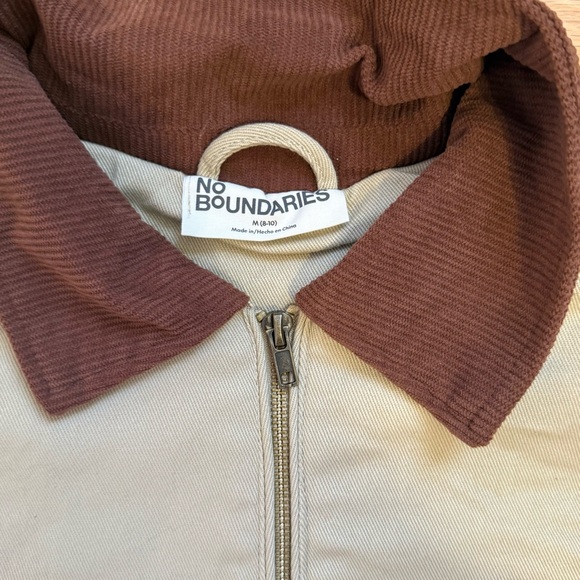 No Boundaries Tan Jacket with Chocolate Collar - Picture 3 of 4